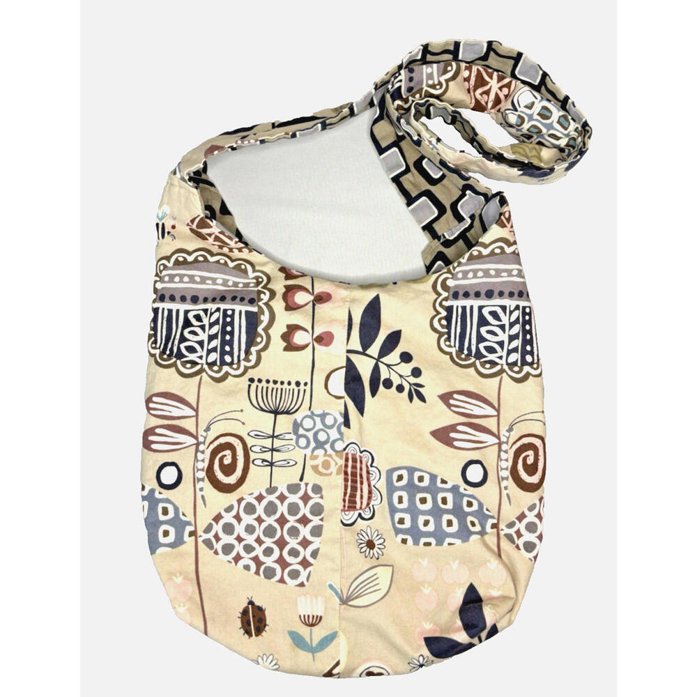 Reversible Crossbody Tote Bag Purse Boho Floral Retro Geometric EUC - Picture 3 of 4